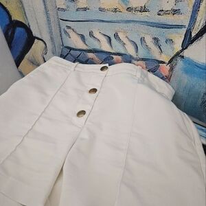Zara white high waisted trouser style button fly shorts